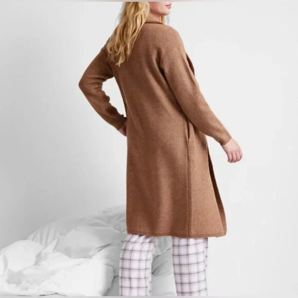 State of Day Cardigan Duster Robe Long Light Brown Pockets  NWT